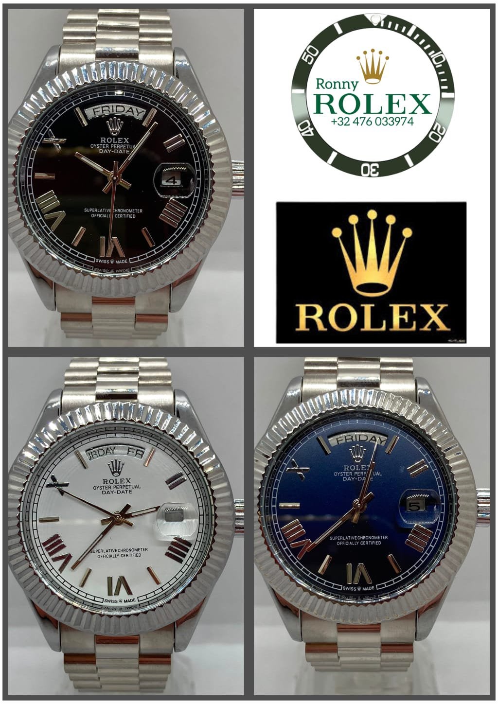 ROL DD AUTO presidential 3 versies, Ophalen of Verzenden, Waterdicht, Nieuw, Zilver
