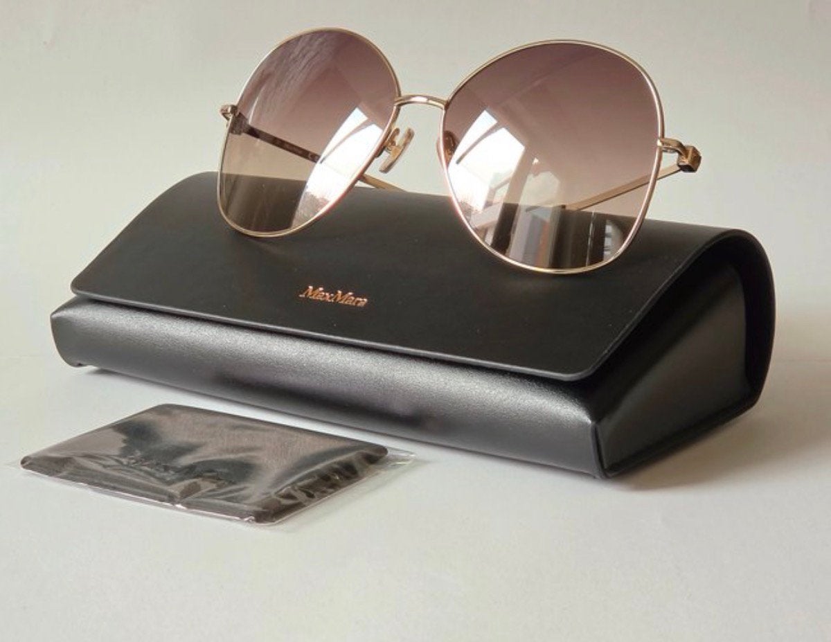 Max Mara luxe dameszonnebril in nieuwstaat, Verzenden, Zo goed als nieuw, Bruin, Overige merken