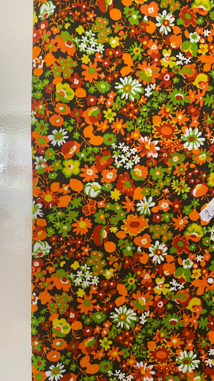 Vintage stof bloemen retro oranje, Hobby en Vrije tijd, Stoffen en Lappen, 120 cm of meer, Ophalen of Verzenden, Katoen, Nieuw