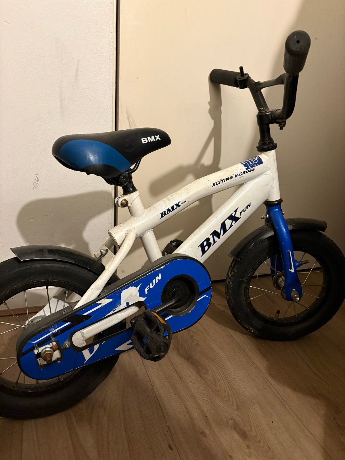 BMX Fun Xciting V-Cross kinderfiets - Wit/Blauw, Fietsen en Brommers, Gebruikt, Staal, Velgrem, V-brakes