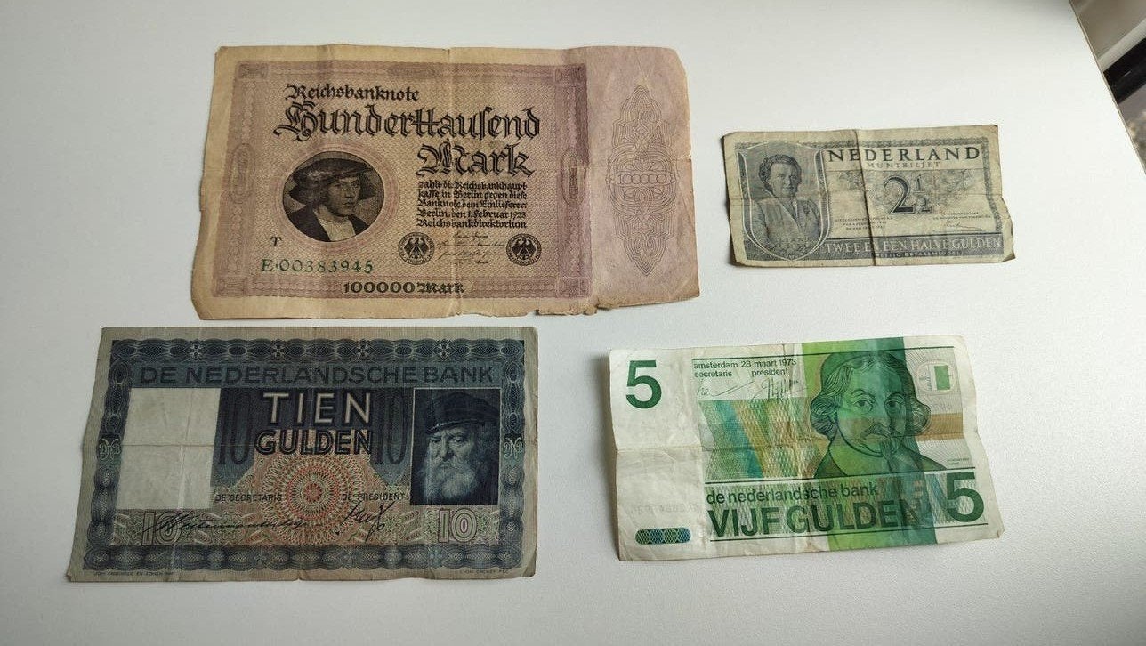 8 bankbiljetten in een koop: Nederland, Duitsland, België, Verzenden