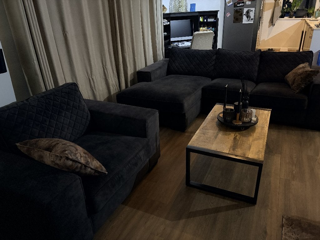 Luxe, landelijk bankstel (loveseat + chaise longue), Ophalen, 250 tot 300 cm, 100 tot 125 cm, Hoekbank