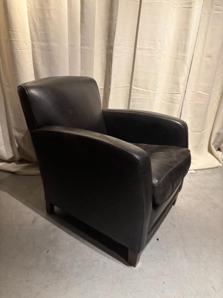Zwarte Schapenleren Fauteuil, Huis en Inrichting, Fauteuils, Gebruikt, Leer, 50 tot 75 cm, 75 tot 100 cm, Ophalen of Verzenden