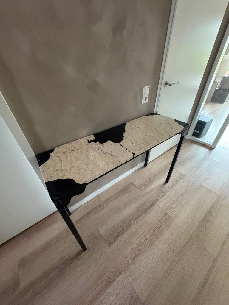 Marmeren sidetable, Ophalen, 100 tot 150 cm, Zo goed als nieuw, 25 tot 50 cm