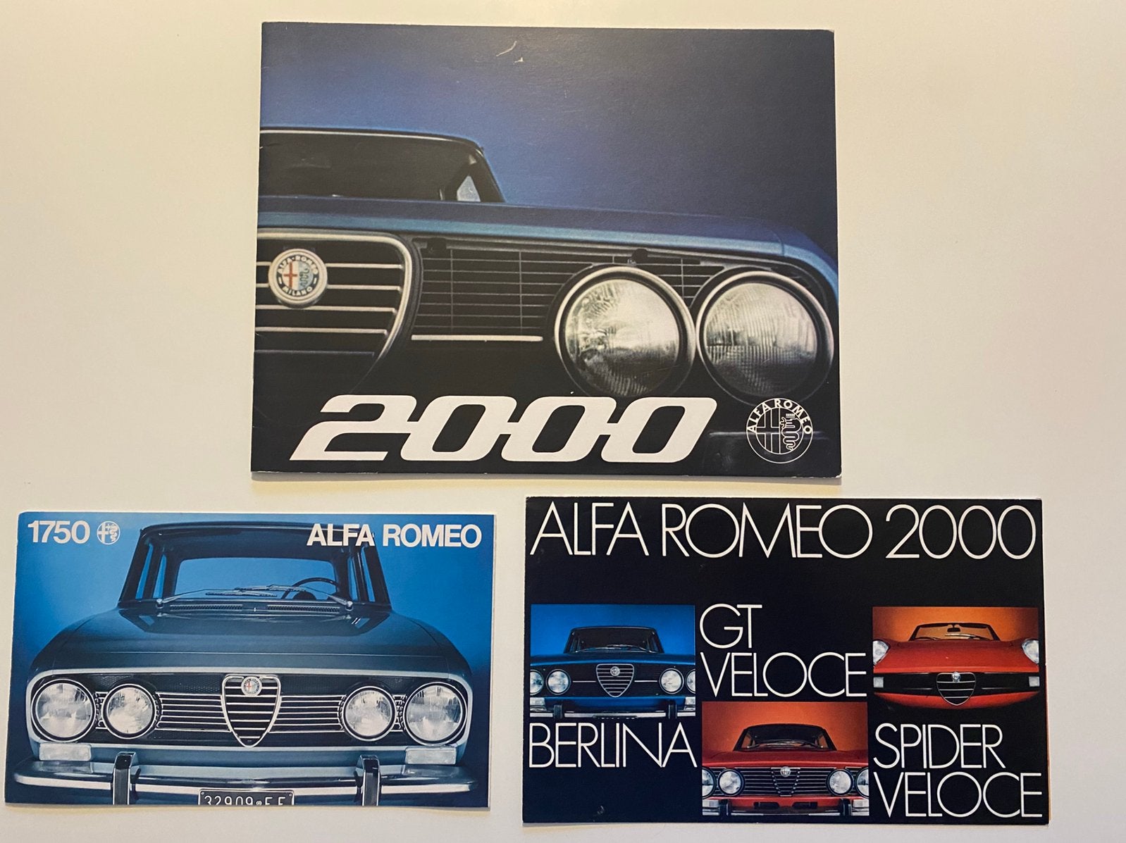 3 Alfa Romeo 1750 / 2000 Brochures, Verzenden, Zo goed als nieuw, Alfa Romeo