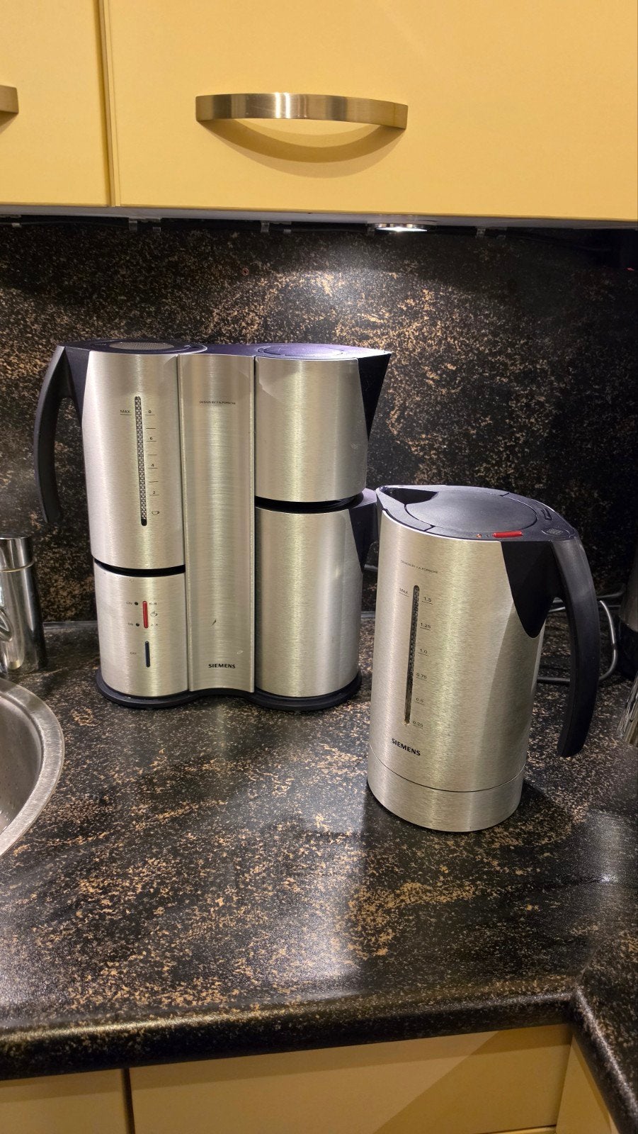 Siemens porsche koffiezetapparaat & waterkoker - RVS, Witgoed en Apparatuur, Waterkokers, 1 tot 2 liter, Ophalen of Verzenden