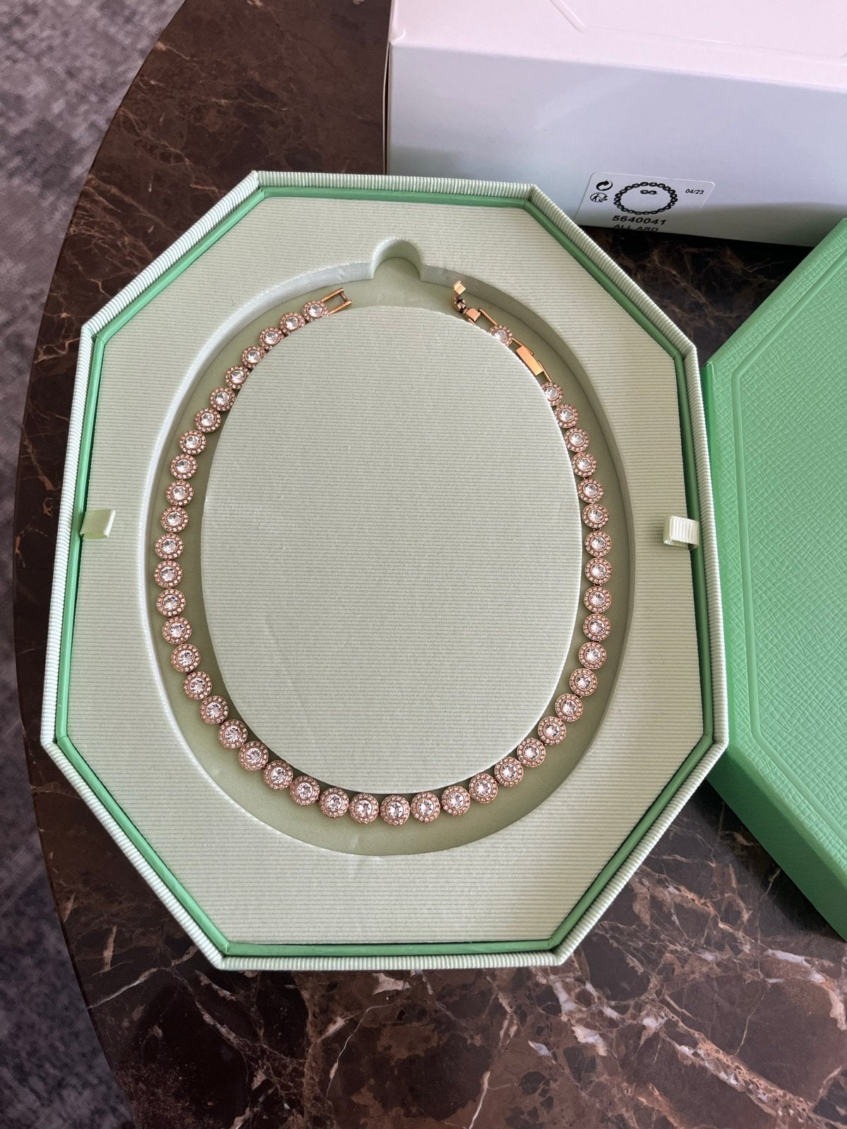Swarovski Angelic Ketting Rosegoud met Verlengstuk, Met kristal, Overige materialen, Ophalen of Verzenden, Zo goed als nieuw