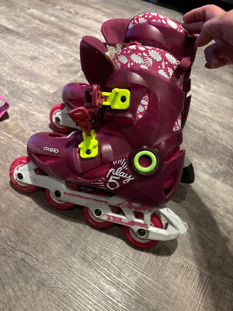 Oxelo Play 5 rolschaatsen met bescherming en tas, Ophalen of Verzenden, Gebruikt, Overige typen, Overige merken