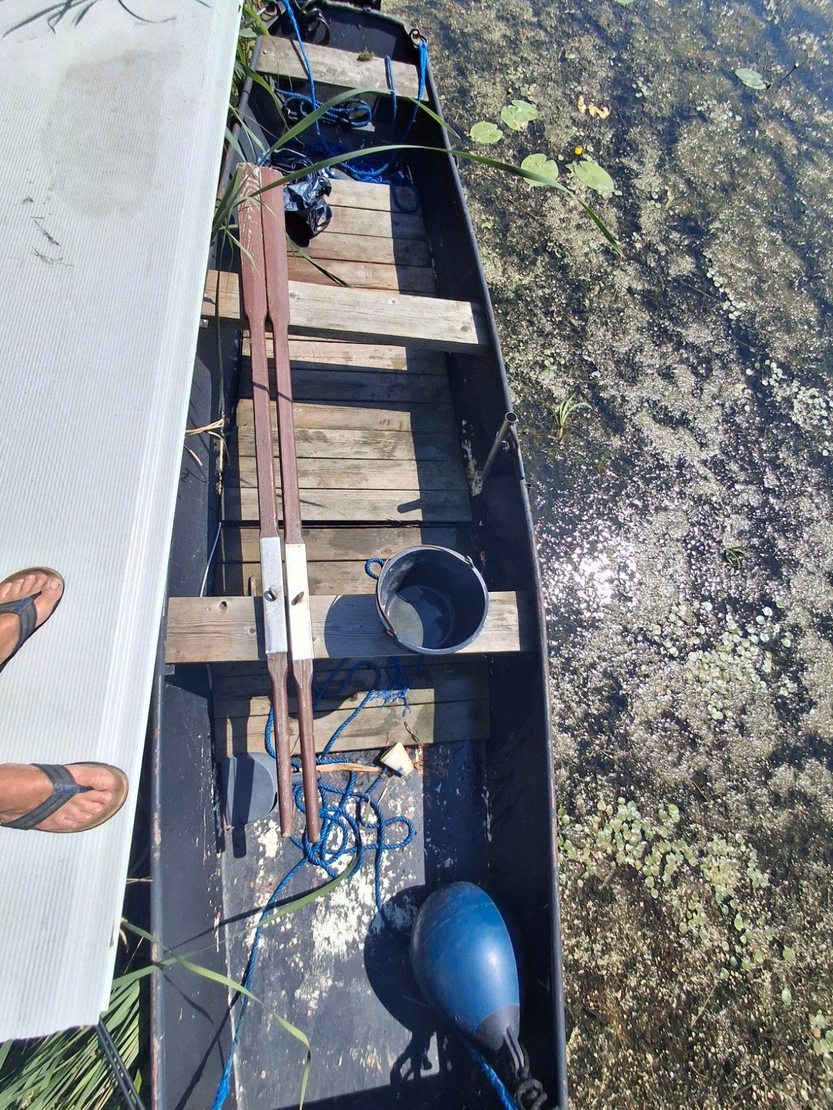 Te koop harde roei/ motorboot, Ophalen, Minder dan 15 m²