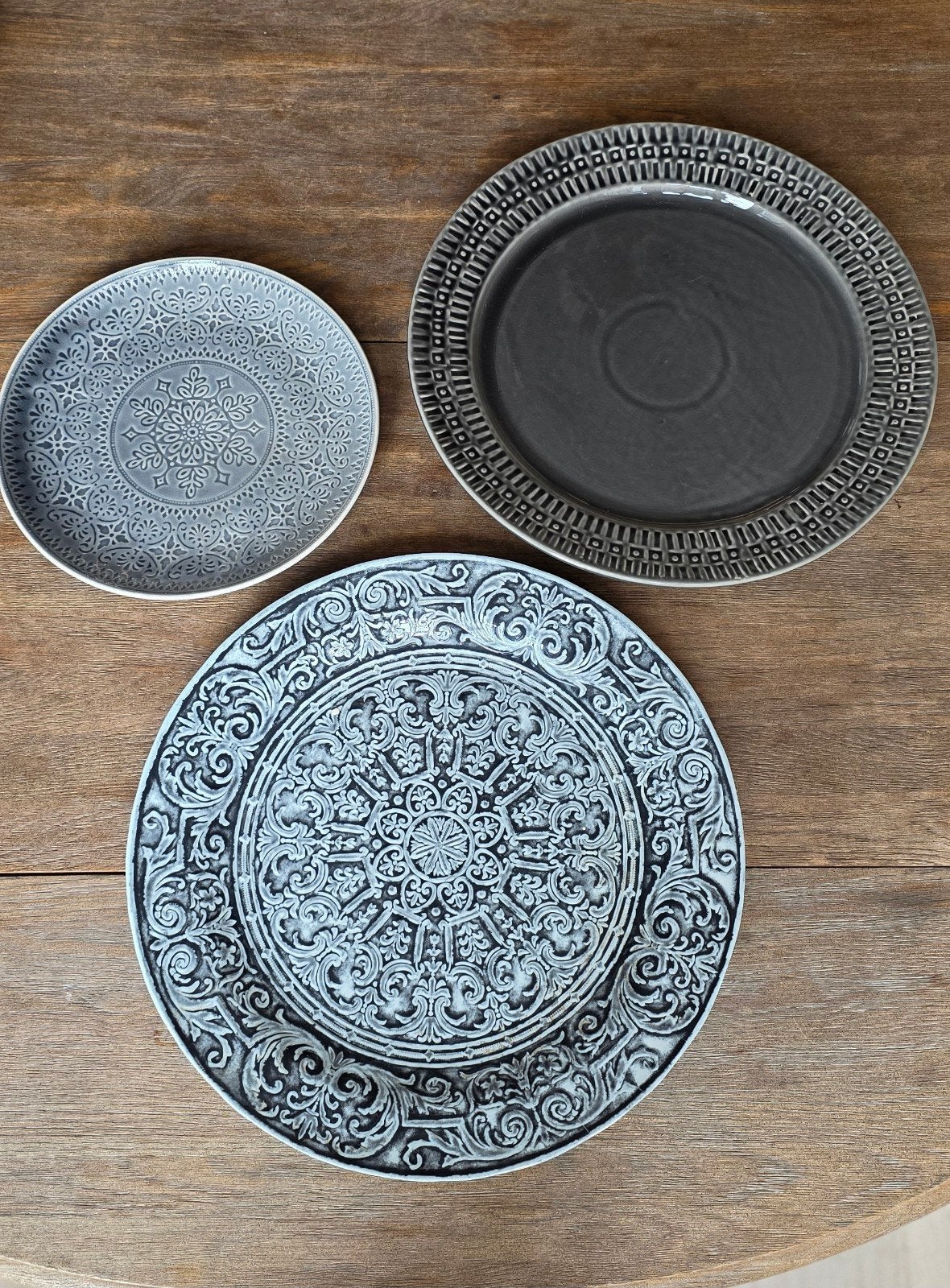 Set van 3 serveerborden, Ophalen of Verzenden, Zo goed als nieuw, Grijs, Steen/keramiek