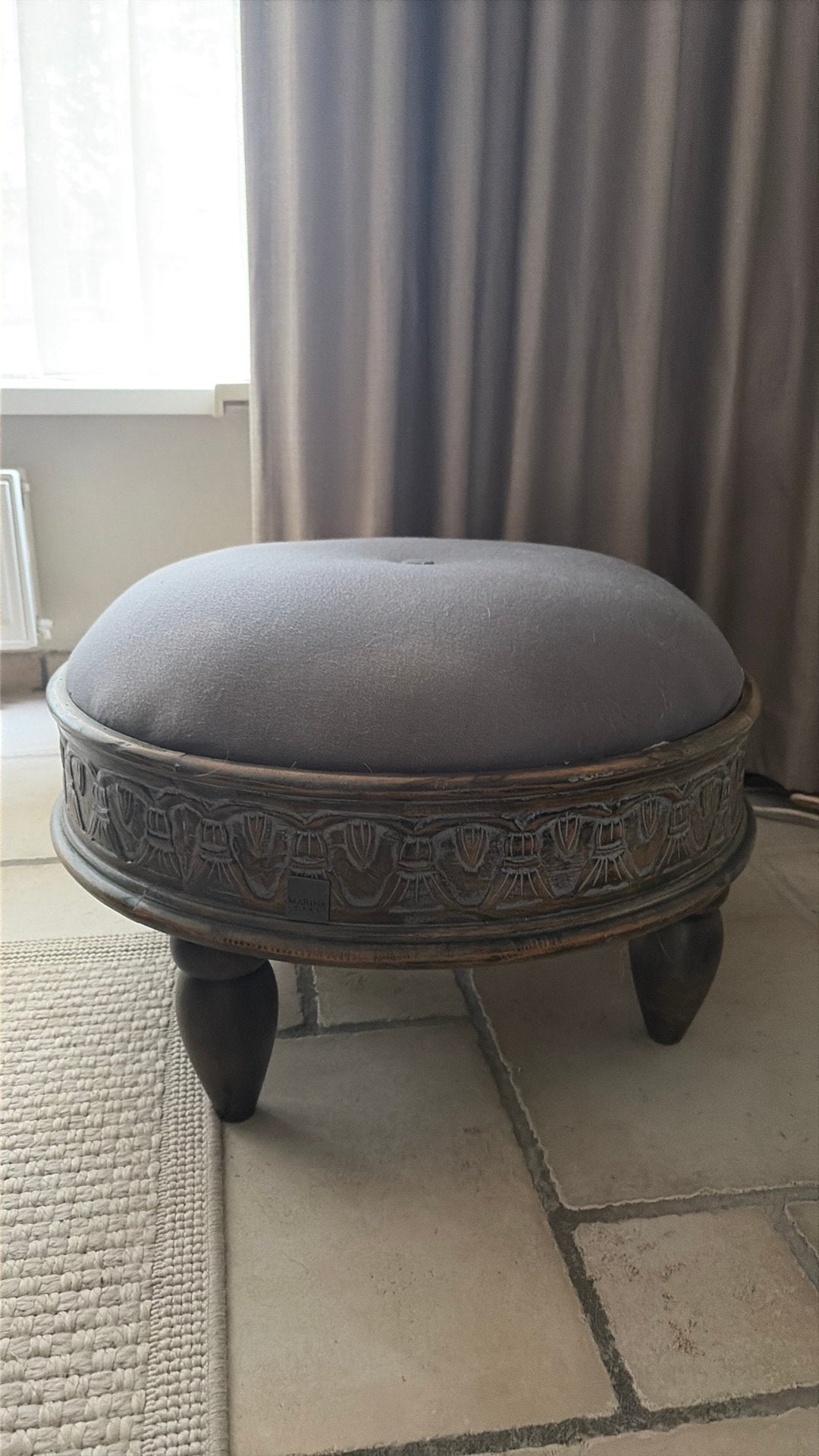 Sobere poef, Ophalen, Rond, Minder dan 50 cm, Zo goed als nieuw