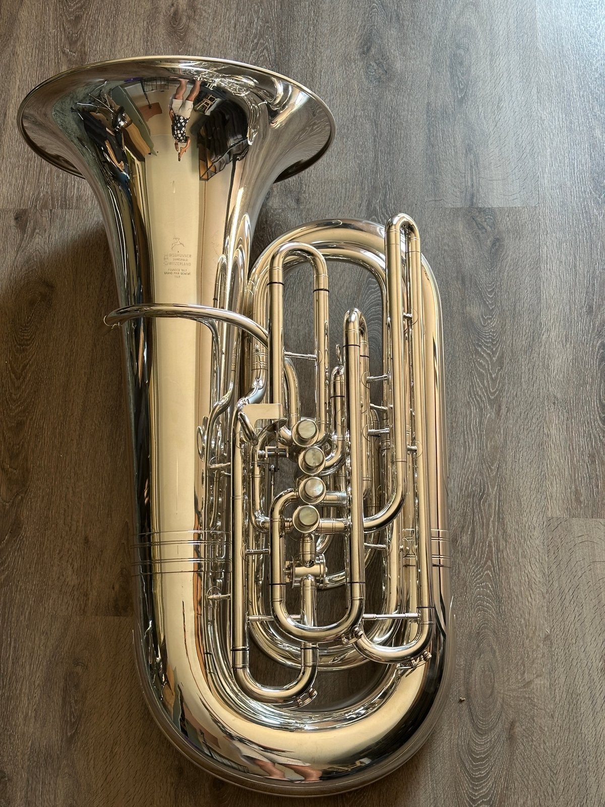 Hirsbrunner 392 CC tuba, Ophalen, Zo goed als nieuw, C-tuba, Met koffer of draagtas