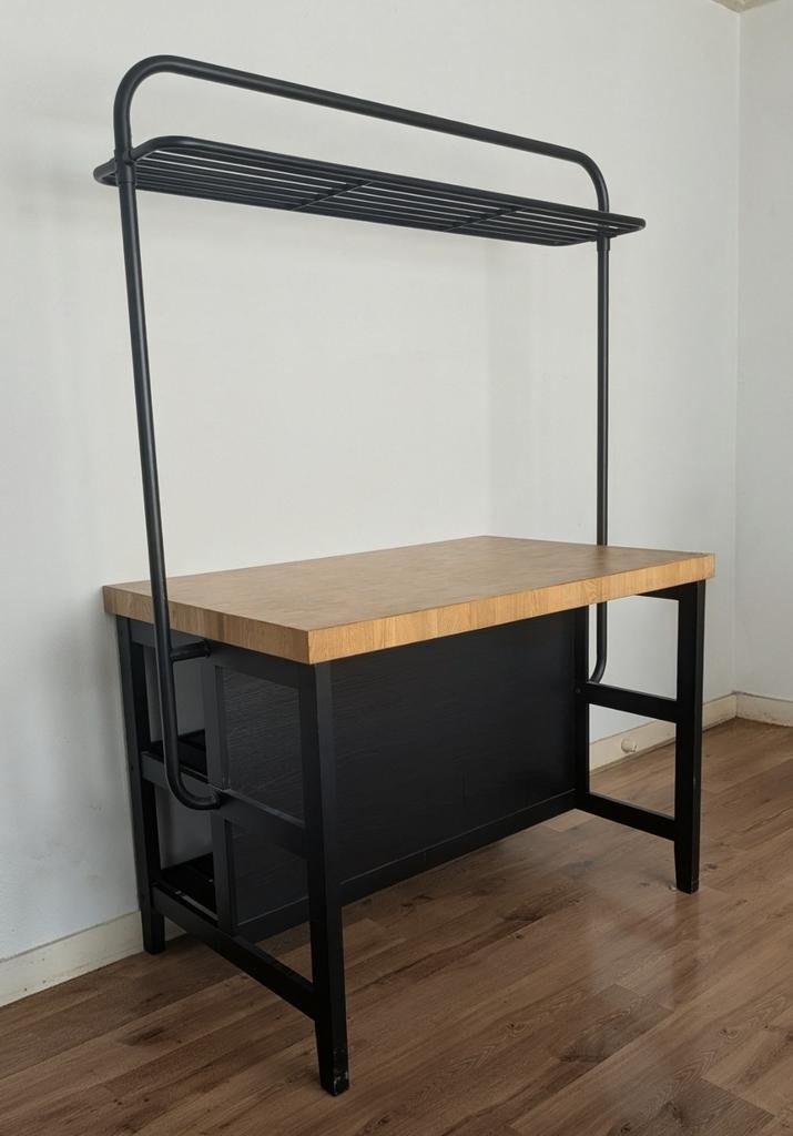 IKEA keuken eiland met bar en opbergplanken Vadholma, Ophalen, Gebruikt, 100 tot 150 cm, 100 tot 150 cm