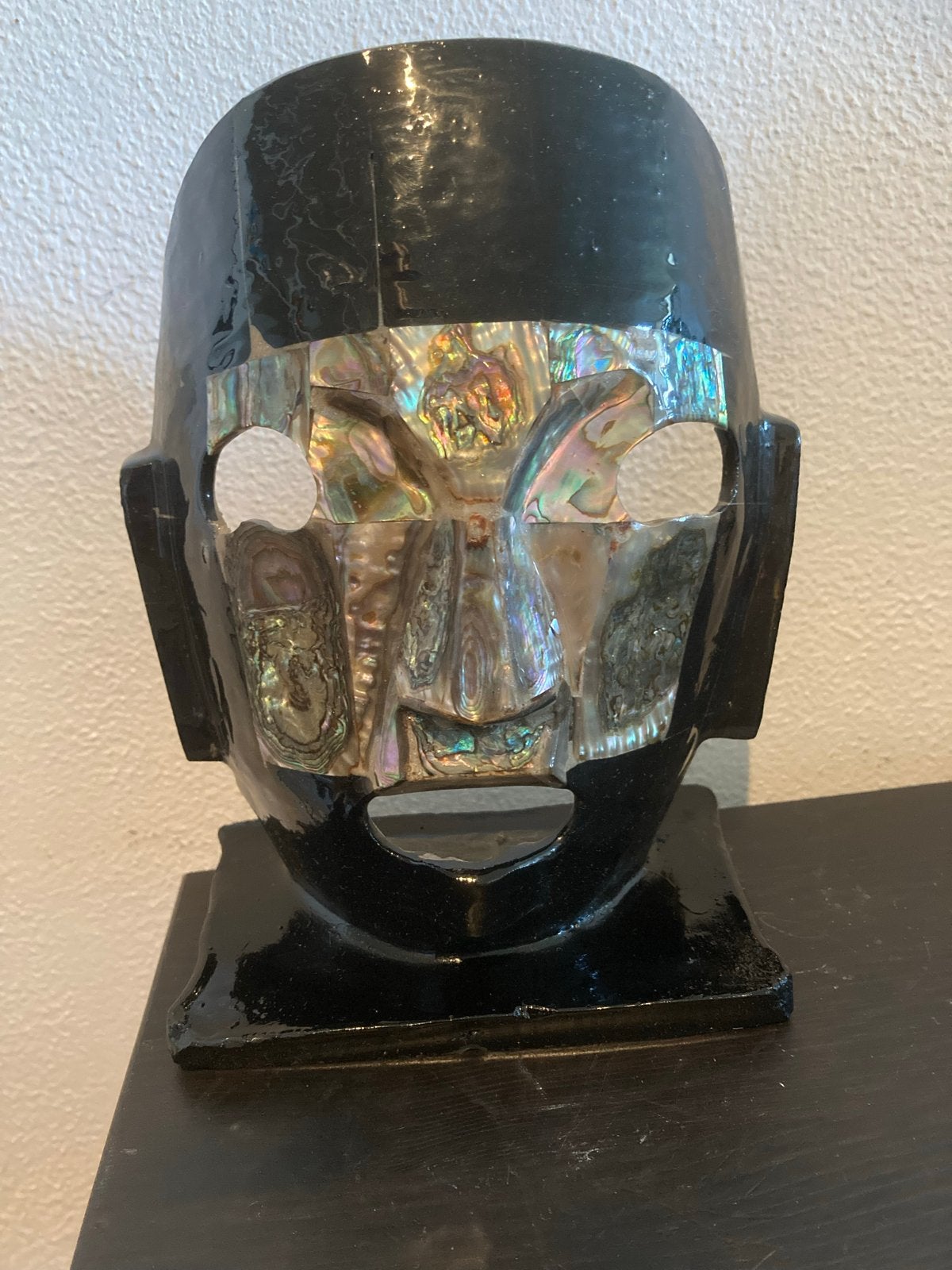 Mexicaans Dodenmasker Mozaïek van Onyx en Abalone 19cm, 19 cm, Masker, Handgemaakt, Ophalen of Verzenden