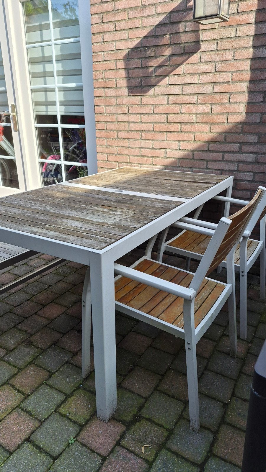 Tuinset met 4 stoelen en bankje - Gebruikt, Ophalen, Gebruikt, Bank, 6 zitplaatsen