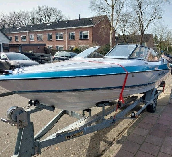 Mooie speedboot met trailer, Watersport en Boten, Vis- en Consoleboten, Gebruikt, Elektrische start, Benzine, 70 pk of meer, Binnenboordmotor
