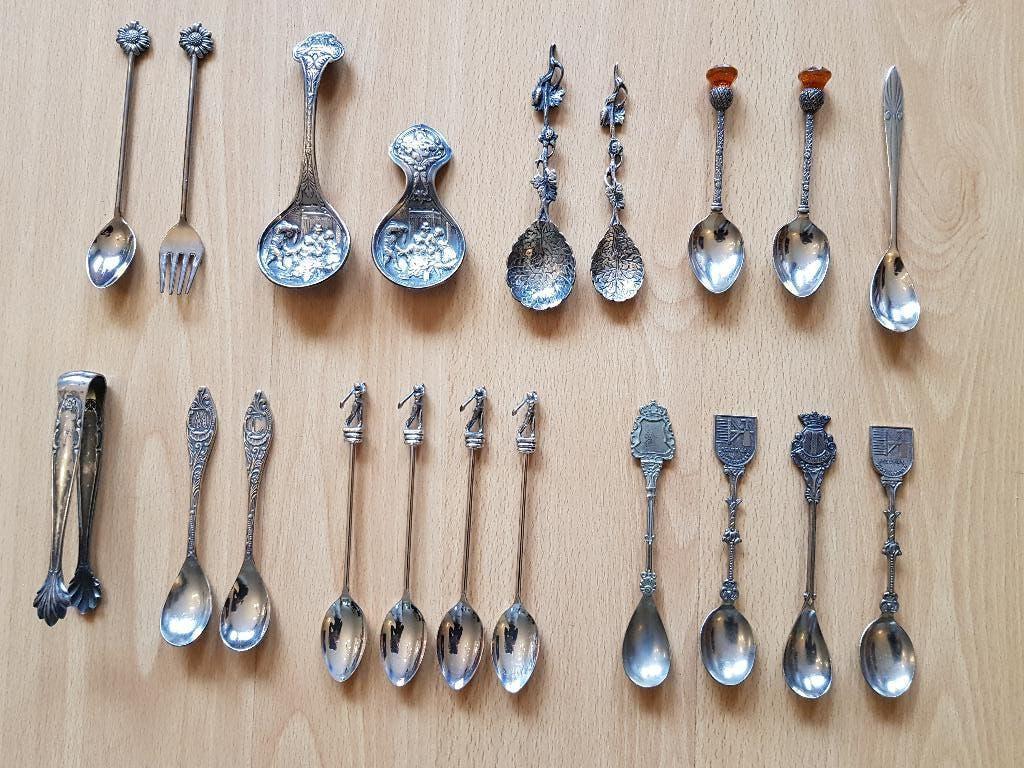 diverse theelepeltjes verzilverd en zilverkleurig, Antiek en Kunst, Ophalen of Verzenden, Zilver