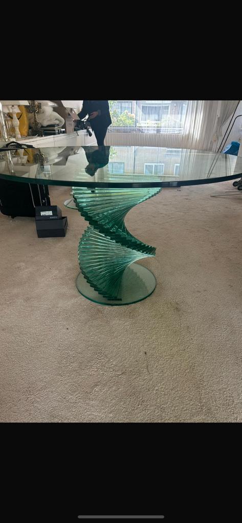 Prachtig glazen salon/eettafel, Huis en Inrichting, Tafels | Salontafels, Ophalen of Verzenden, Zo goed als nieuw, Rond, Minder dan 50 cm