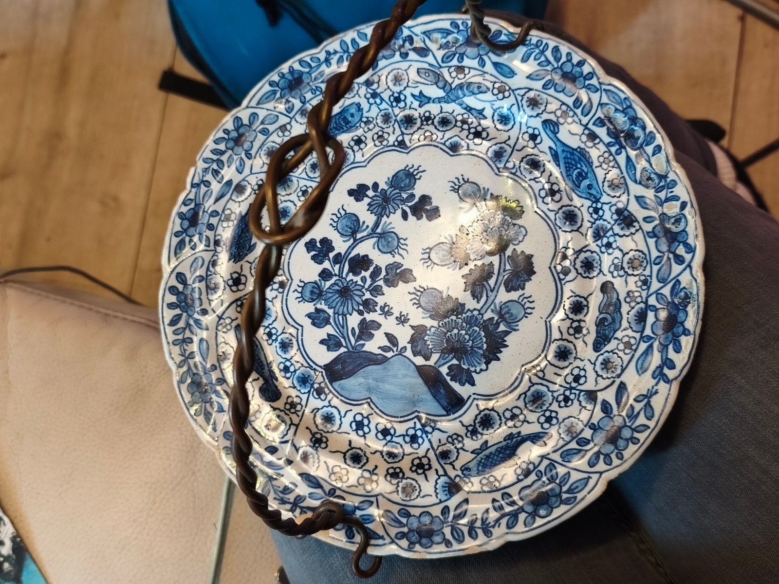 Antiek Makkumer wandbord – Gebr. Tichelaar – blauw/wit – han, Antiek en Kunst, Ophalen of Verzenden