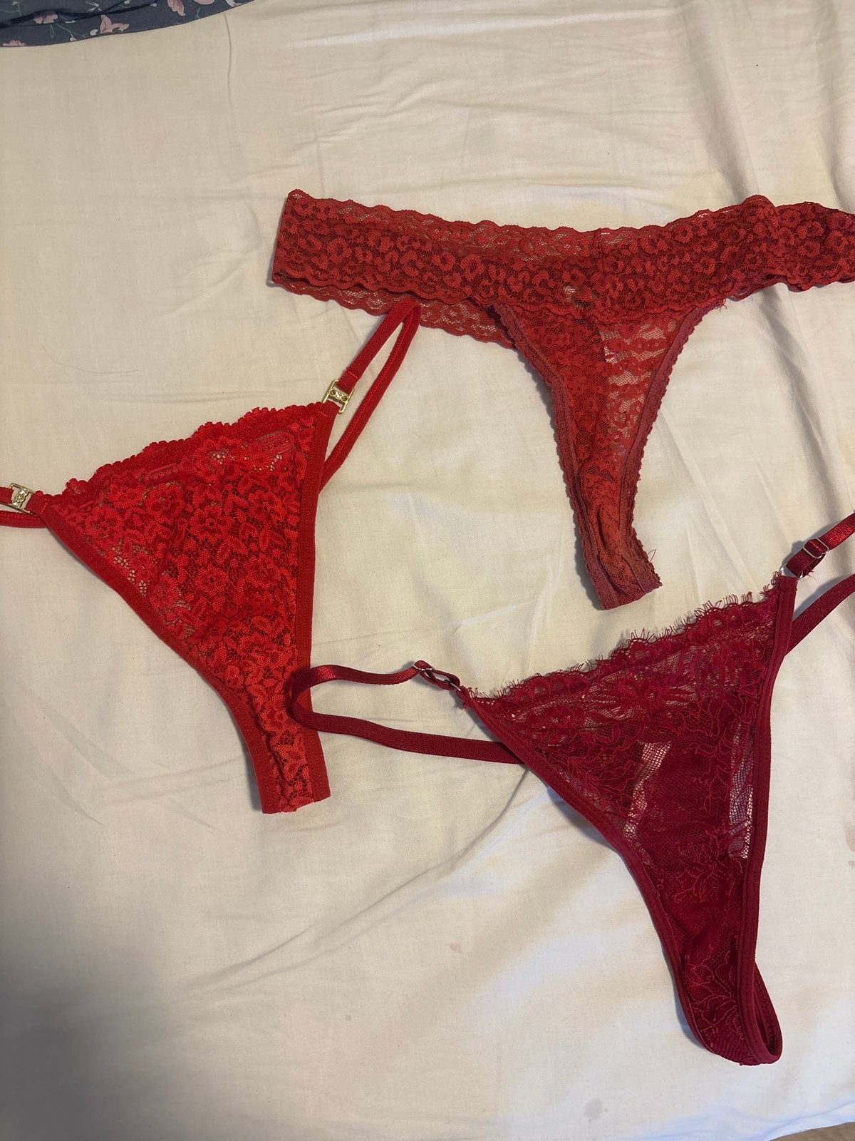 Rode kanten strings - Maat S, Verzenden, Rood, String