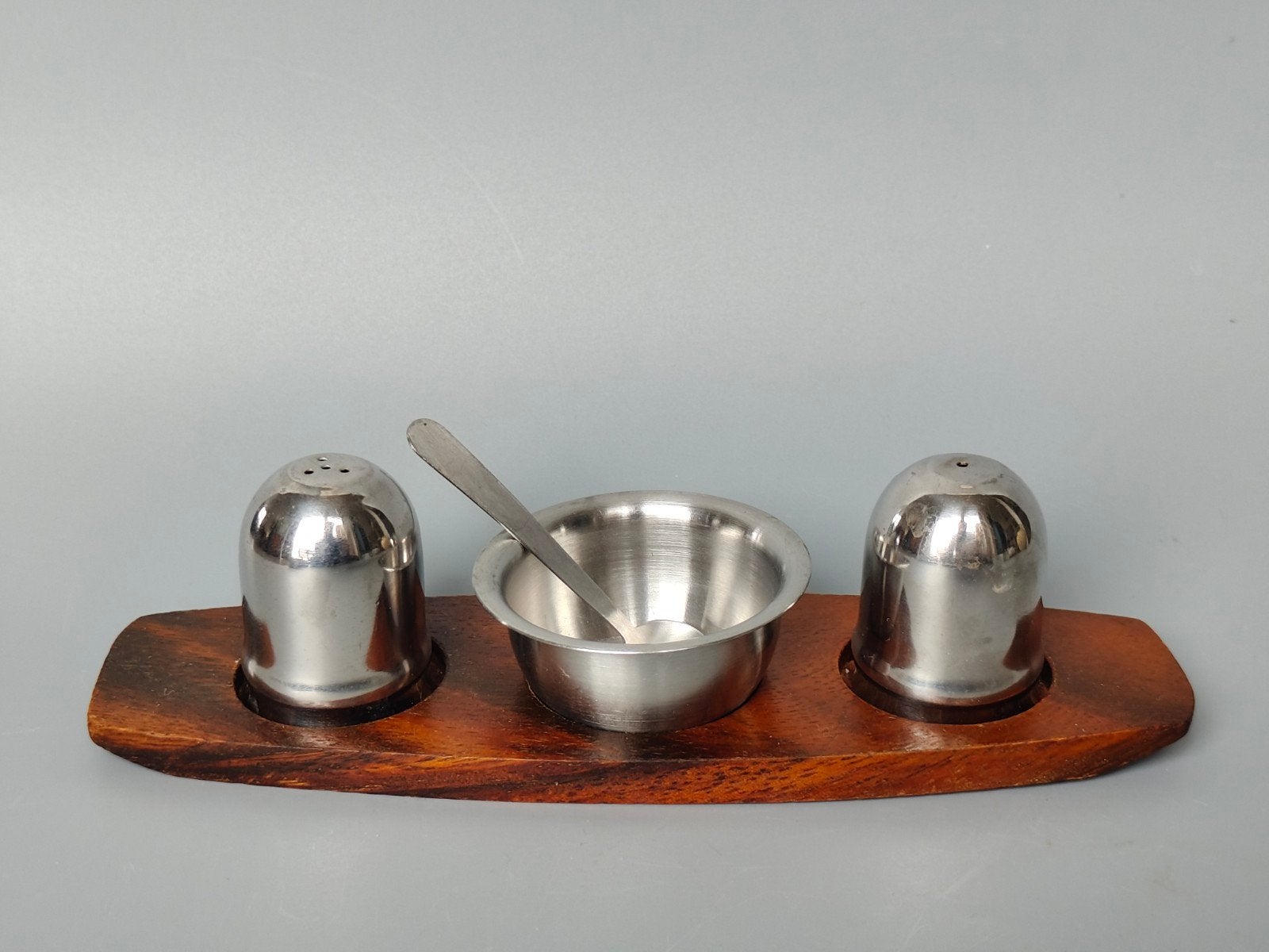 Retro vintage peper mosterd zout stel  stainle, Verzenden