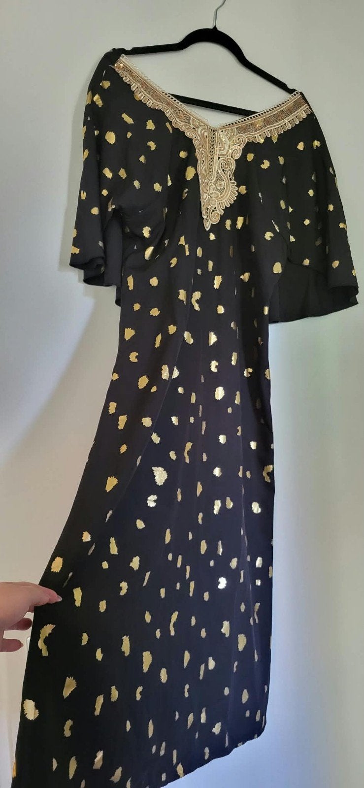 dames jurk zwart met goud, Galajurk, Zwart, Maat 42/44 (L), Nieuw