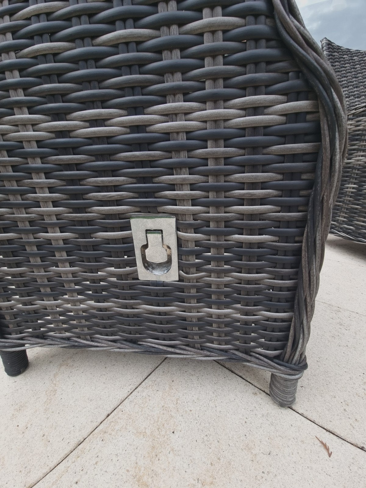 Wicker tuinset met ronde tafel en 4 stoelen, Tuin en Terras, Ophalen, 4 zitplaatsen, Gebruikt, Wicker