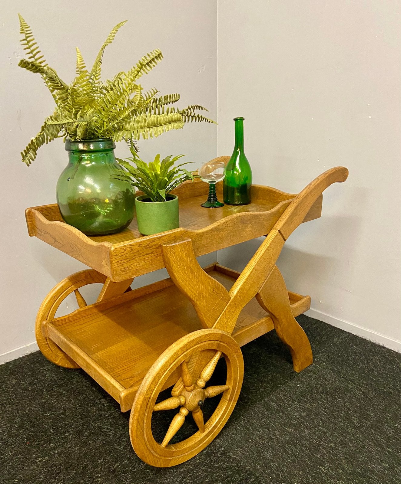 Theewagen trolley serveerkarretje vintage plantentafel, Ophalen, Met opstaande rand, Zo goed als nieuw, Nvt
