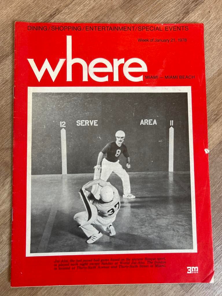 Where Magazine Miami - Miami Beach, 21 januari 1978, Ophalen of Verzenden, Gelezen, Overige typen