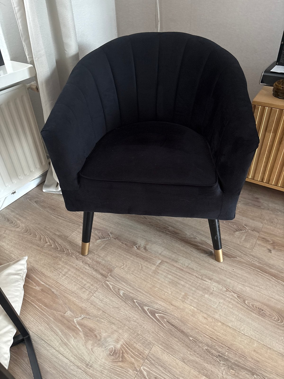 Loods 5 Zwarte velvet fauteuil, Ophalen, Gebruikt, Stof