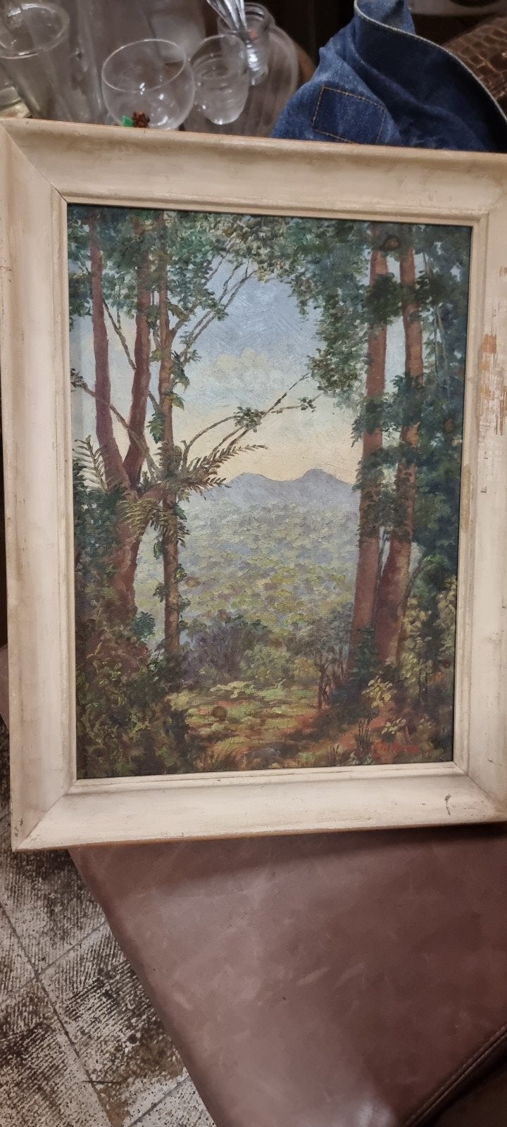 Schilderij van Chris Reus - Boslandschap (40x53cm), Antiek en Kunst, Doek, Realistisch, Ophalen of Verzenden, Landschap