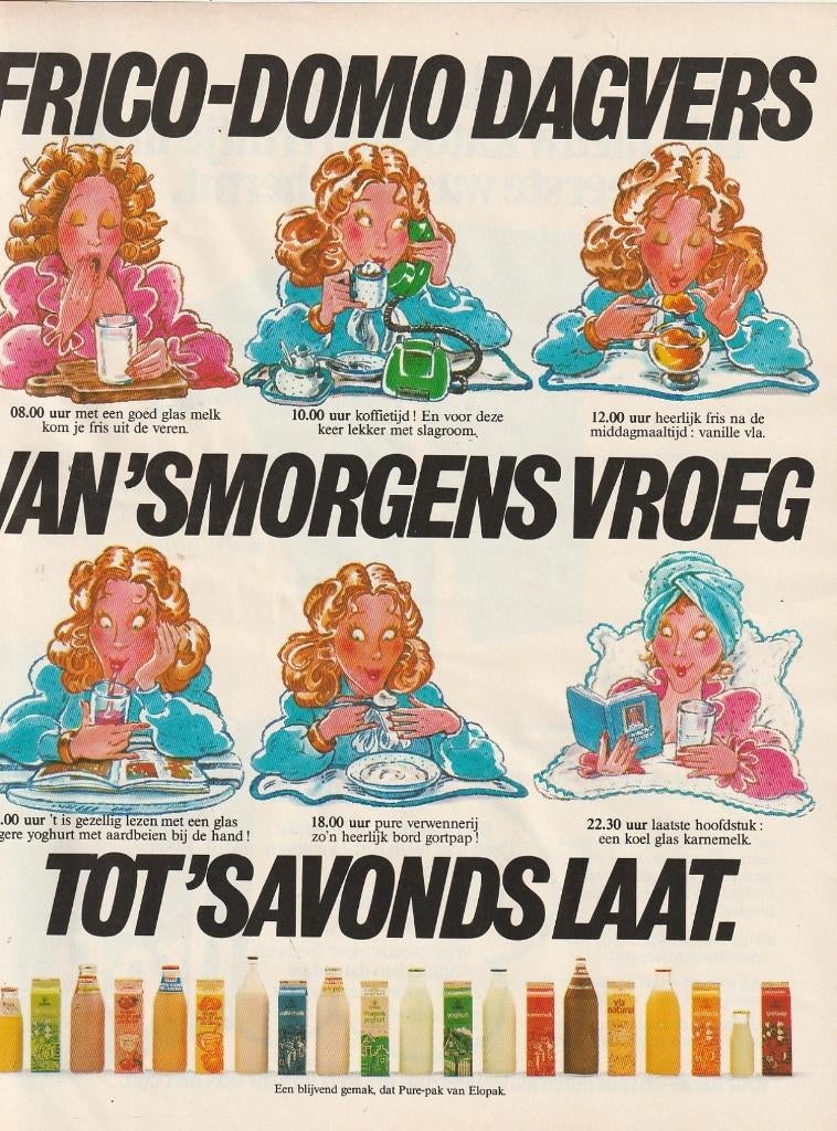 Retro reclame 1982 Domo Frico zuivel mevrouw hele dag, Verzamelen, Verzenden, Overige typen