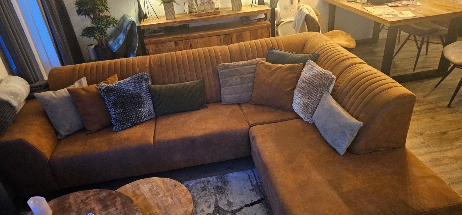 Mooie cognac kleur bank, Huis en Inrichting, Banken | Bankstellen, Ophalen, 250 tot 300 cm, Leer, Zo goed als nieuw