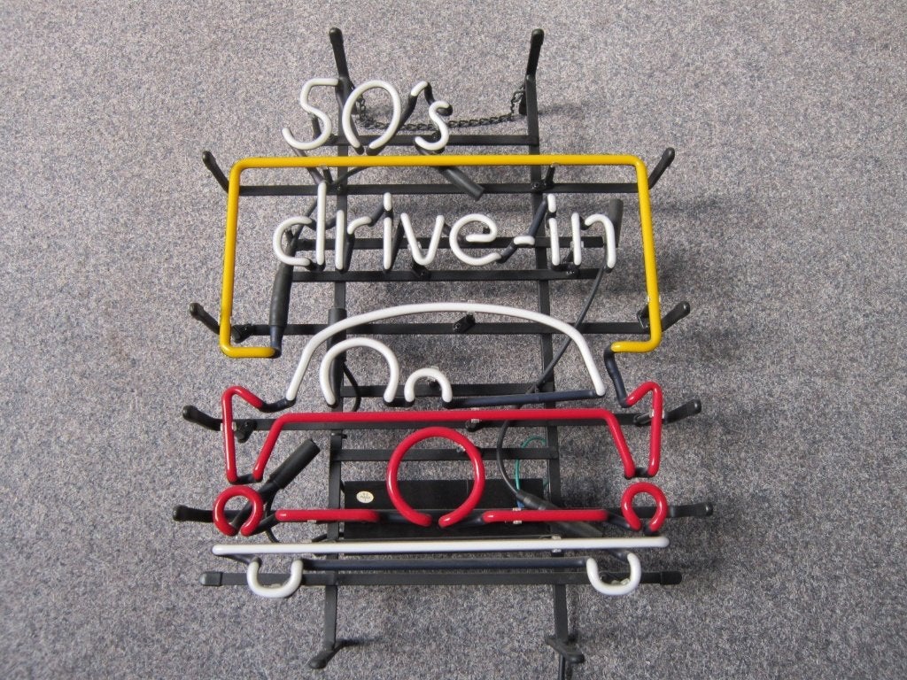 50'S DRIVE IN NEON LICHTRECLAME, Ophalen, Zo goed als nieuw, Lichtbak of (neon) lamp