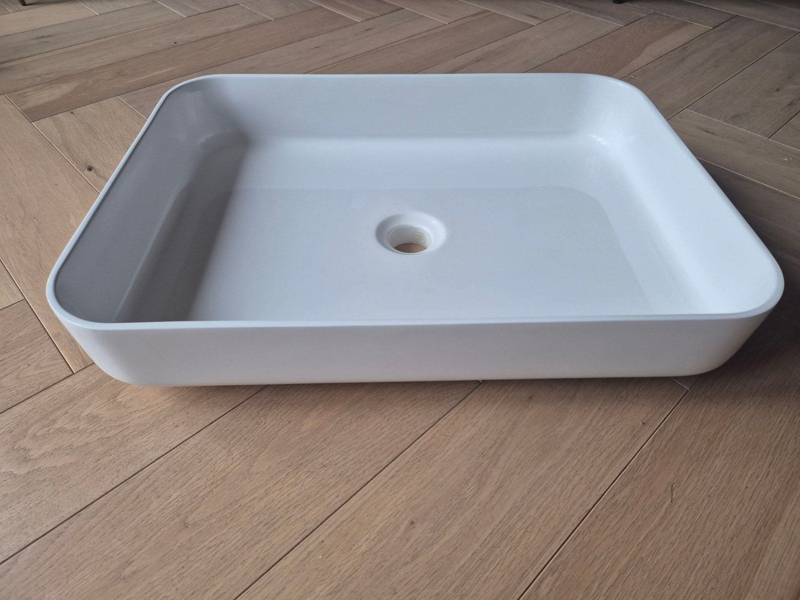 Rechthoekige witte wasbak. Nieuw!!, Ophalen of Verzenden, Zo goed als nieuw, Wastafel