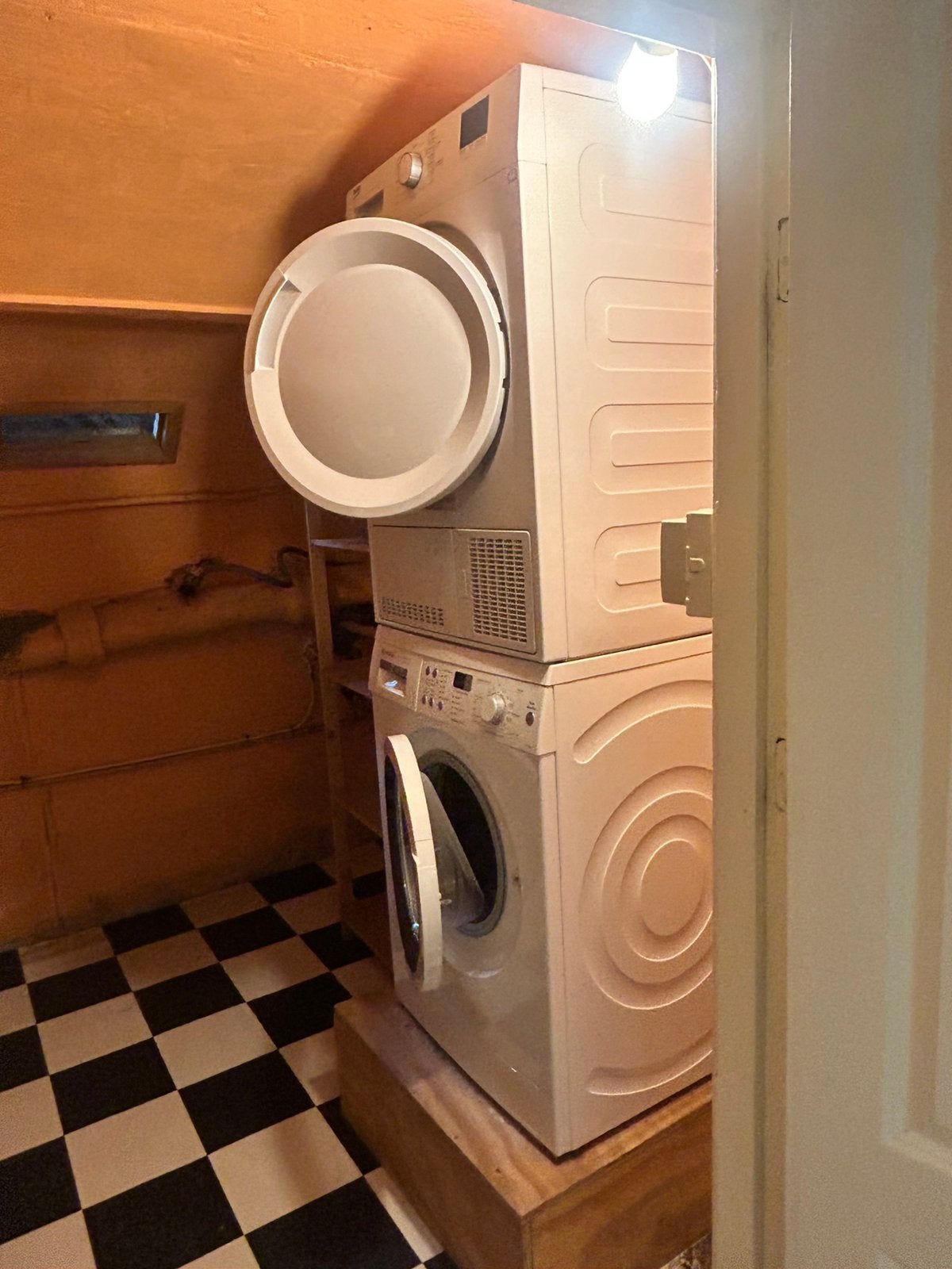 wasmachine en droger, Witgoed en Apparatuur, Wasmachines, Ophalen, Gebruikt, 1200 tot 1600 toeren, 85 tot 90 cm