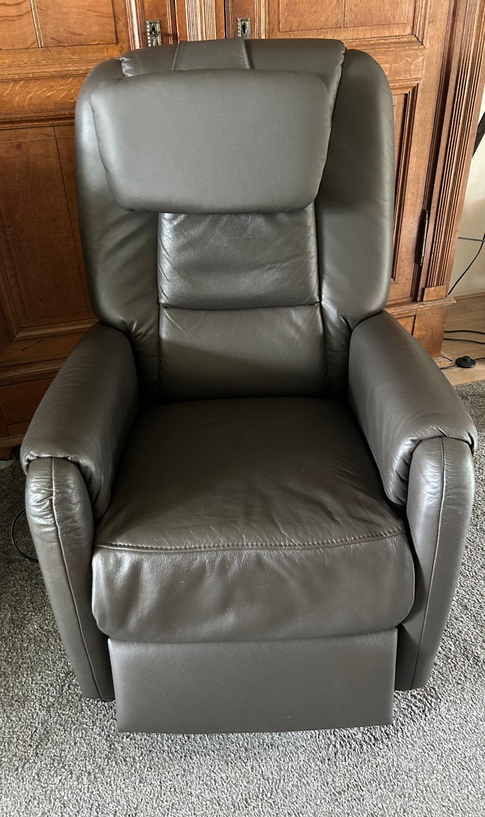 Relax fauteuil leer taupe, Huis en Inrichting, Fauteuils, Ophalen, Zo goed als nieuw, 50 tot 75 cm, Leer