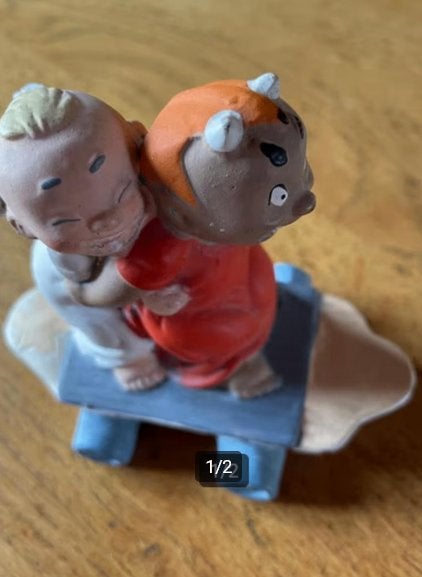 Vintage KMH Lucifer beeldje: Engel en Duivel (11 cm), Ophalen of Verzenden, Gebruikt, Fantasy