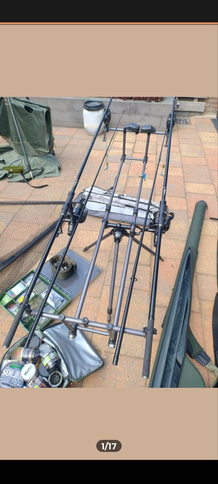 Complete karperset met 2 hengels en rodpod, Ophalen, Gebruikt, Complete set