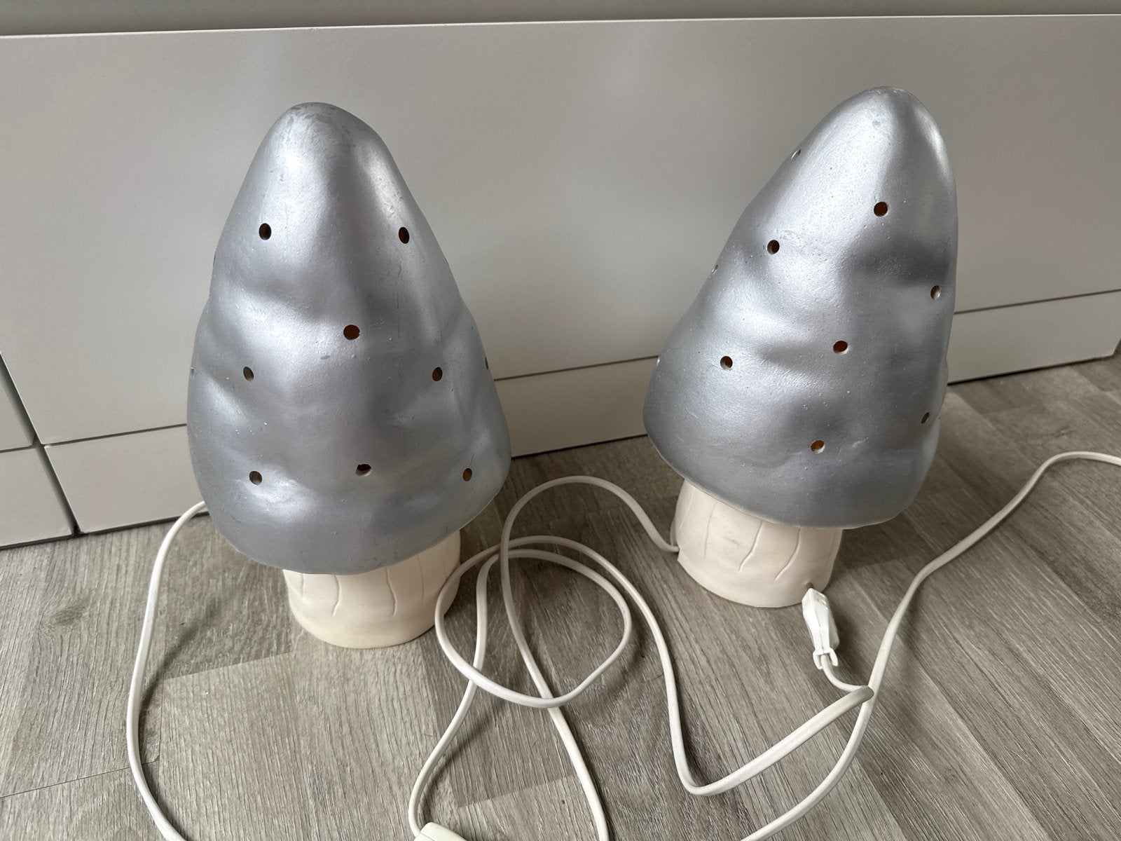 Set van 2 Paddenstoel Lampen - Zilver/Wit, Kinderen en Baby's, Ophalen of Verzenden, Gebruikt