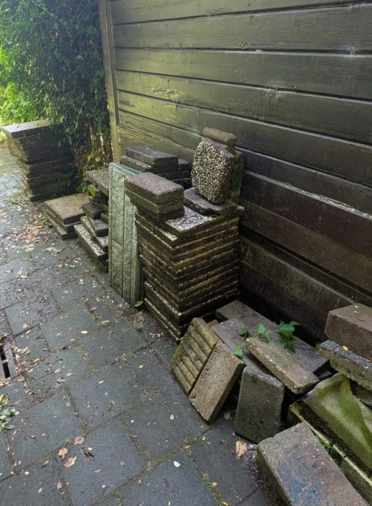Gratis grindtegels van verschillende maten, Tuin en Terras, Tegels en Klinkers, Ophalen, Gebruikt, Beton, Terrastegels