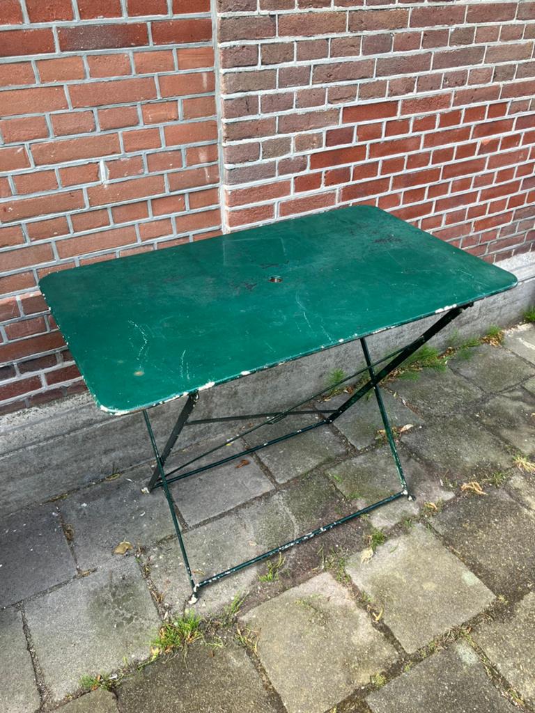 Groene tuintafel brocante, Ophalen