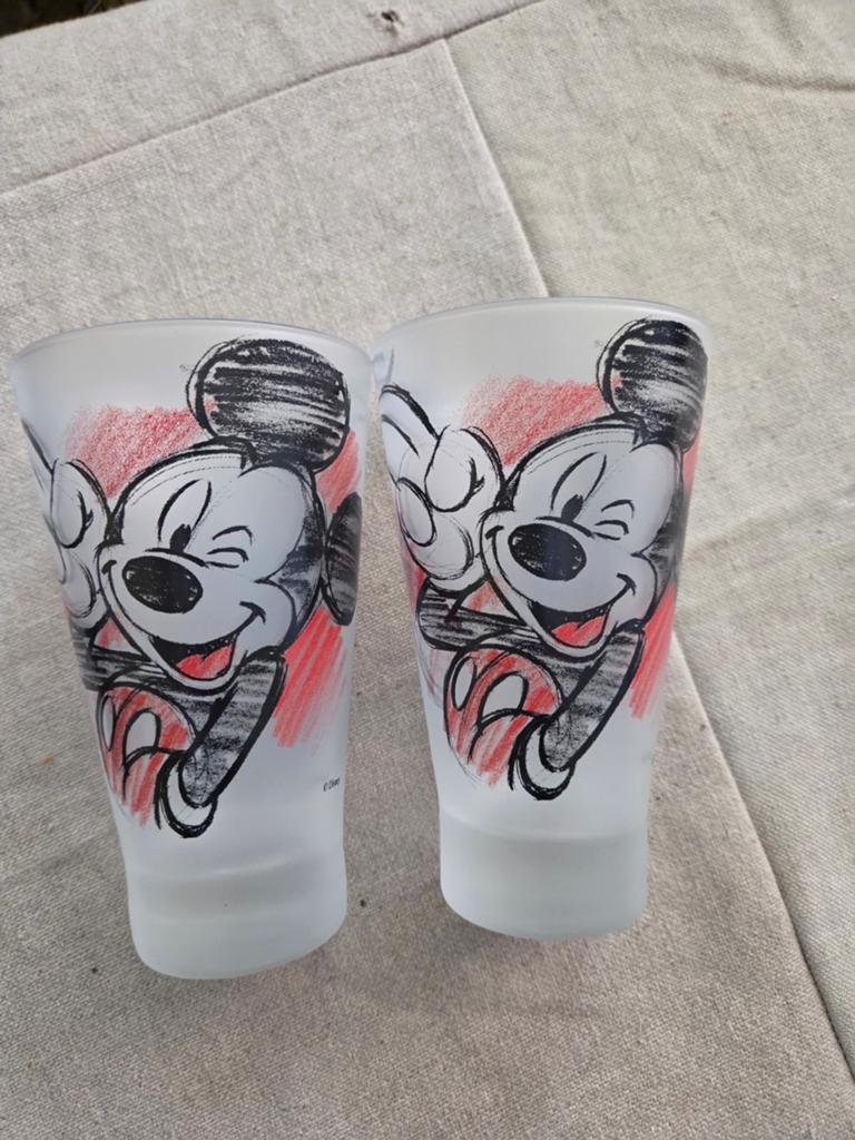 Mickey Mouse Disneyland Paris matglas set van twee, Ophalen of Verzenden, Mickey Mouse, Zo goed als nieuw, Servies