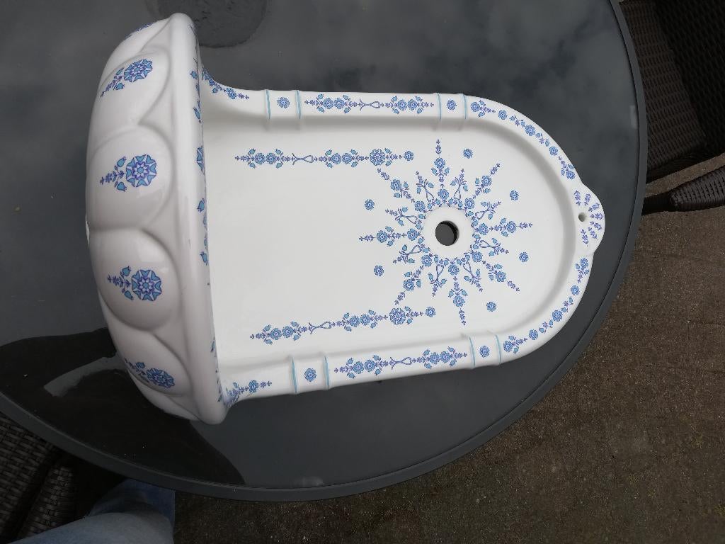 Supermooi fonteintje hoge rug blauw/turquoise decor, Ophalen, Zo goed als nieuw, Blauw