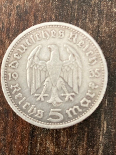2 zilveren Duitse munten – 1 Mark 1874 en 5 Reichsmark 1935, Ophalen of Verzenden, Duitsland, Zilver
