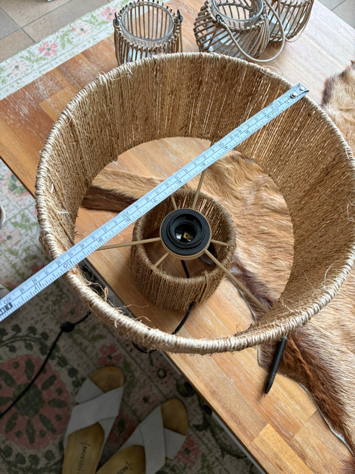 Leuk klein tafellampje van sisal touw, Ophalen, Zo goed als nieuw