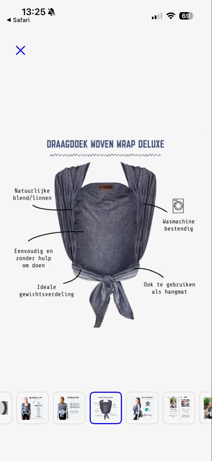ByKay Draagdoek Woven Wrap Deluxe - Natuurlijke blend/linnen, Overige merken, Draagdoek, Gebruikt, Ophalen of Verzenden