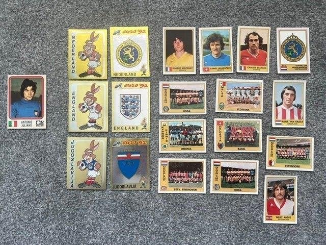 20x Panini stickers WK 74 , EURO 92 en Euro Football 76 new, Verzenden, Zo goed als nieuw, PSV, Poster, Plaatje of Sticker