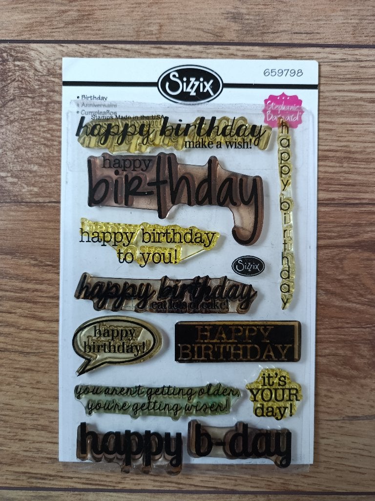 Sizzix Happy Birthday Clear Stamps, Ophalen of Verzenden, Gebruikt, Clearstamp