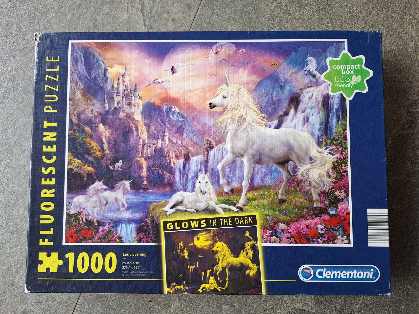 Clementoni Fluorescerende Eenhoorn puzzelPuzzel 1000 stukjes, Ophalen, 500 t/m 1500 stukjes, Zo goed als nieuw, Legpuzzel